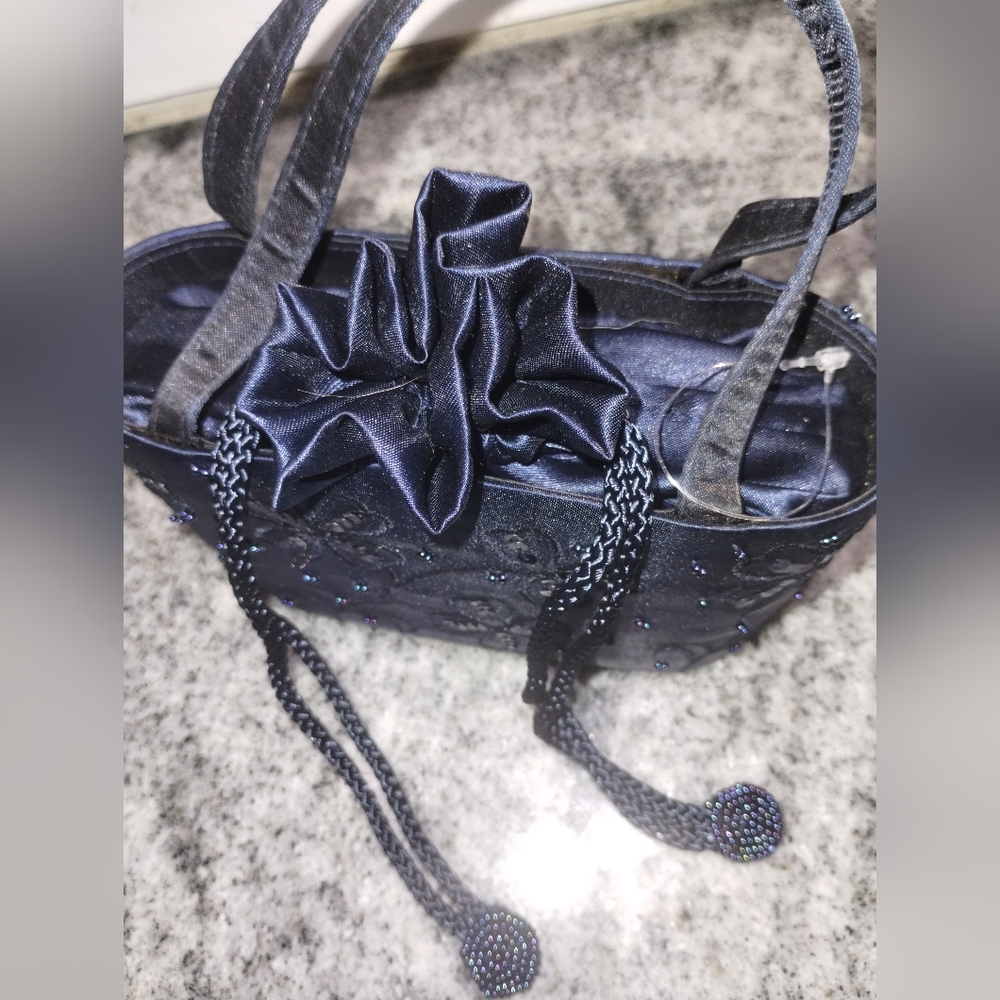 Sweet la regale beaded bag navy blue with drawstring - Picture 6 of 6